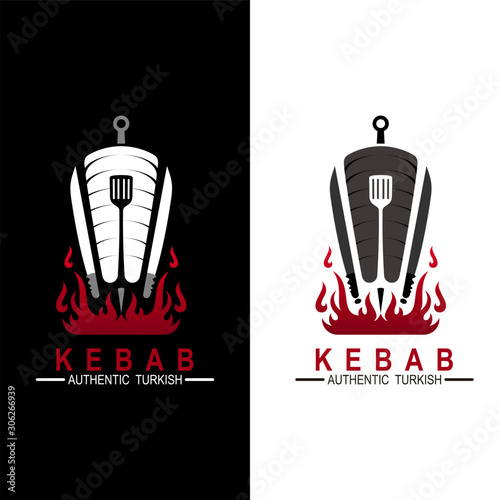 Kebab logo, simple flat vector illustration of doner kebab