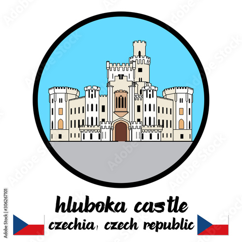 Circle icon Hluboka Castle . vector illustration