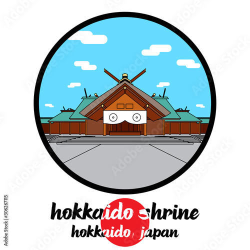 Circle icon Hokkaido Shrine. vector illustration