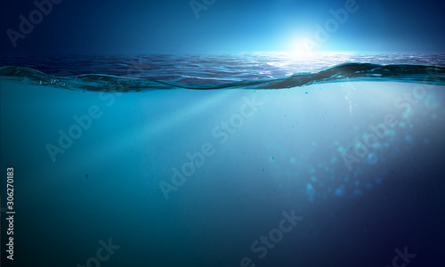 Fotografie, Obraz Blue under water . Mixed media