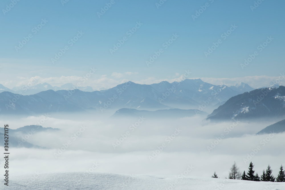 View of beautiful Winter mountain landscape