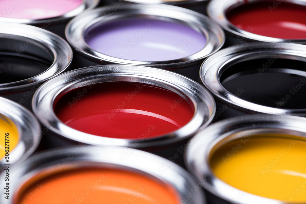 Open cans of paint, Creativity concept Open cans of paint, Creativity concept