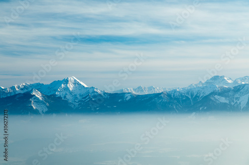 Landscape background  Mountains and winter