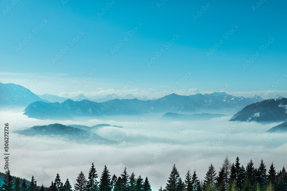 Obraz premium Landscape background, Mountains and winter