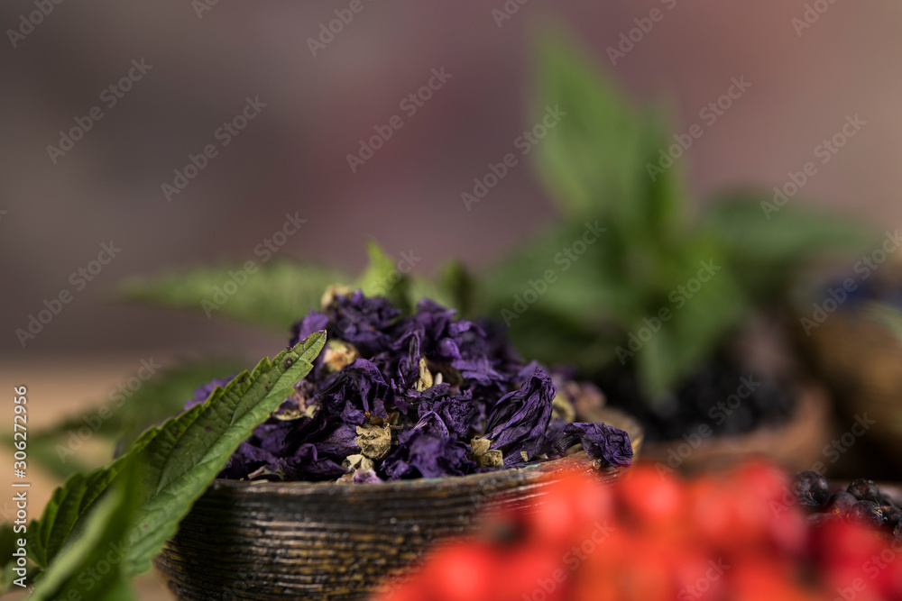 Natural remedy, healing herbs background Natural remedy, healing herbs background