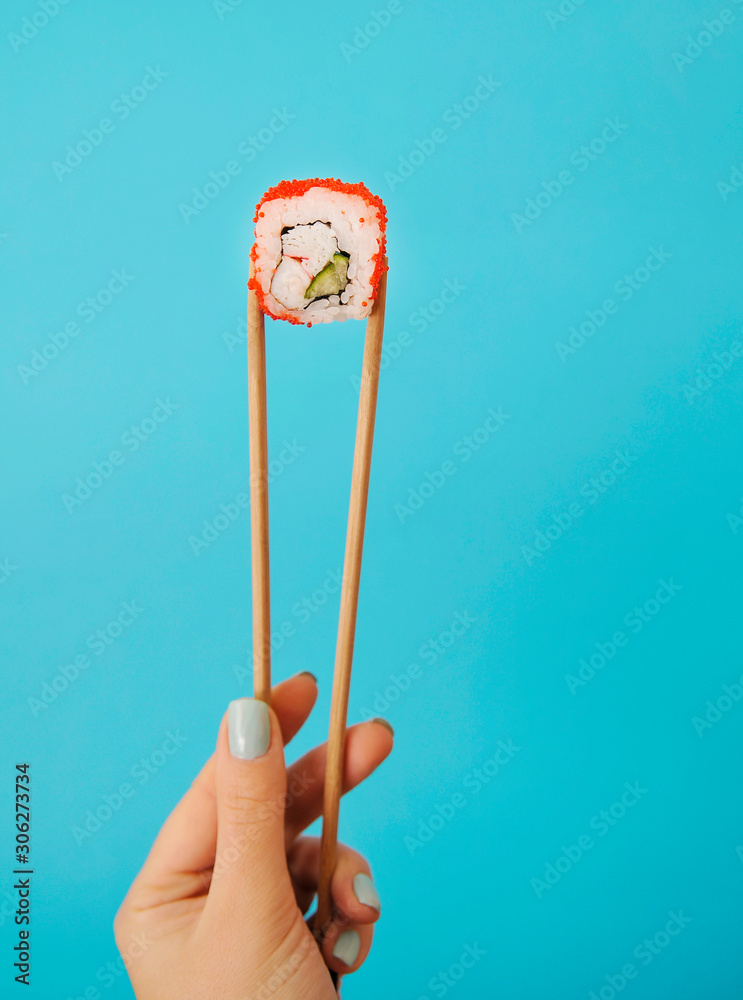 Japanese rolls on colorful background. Japanese rolls on colorful background.