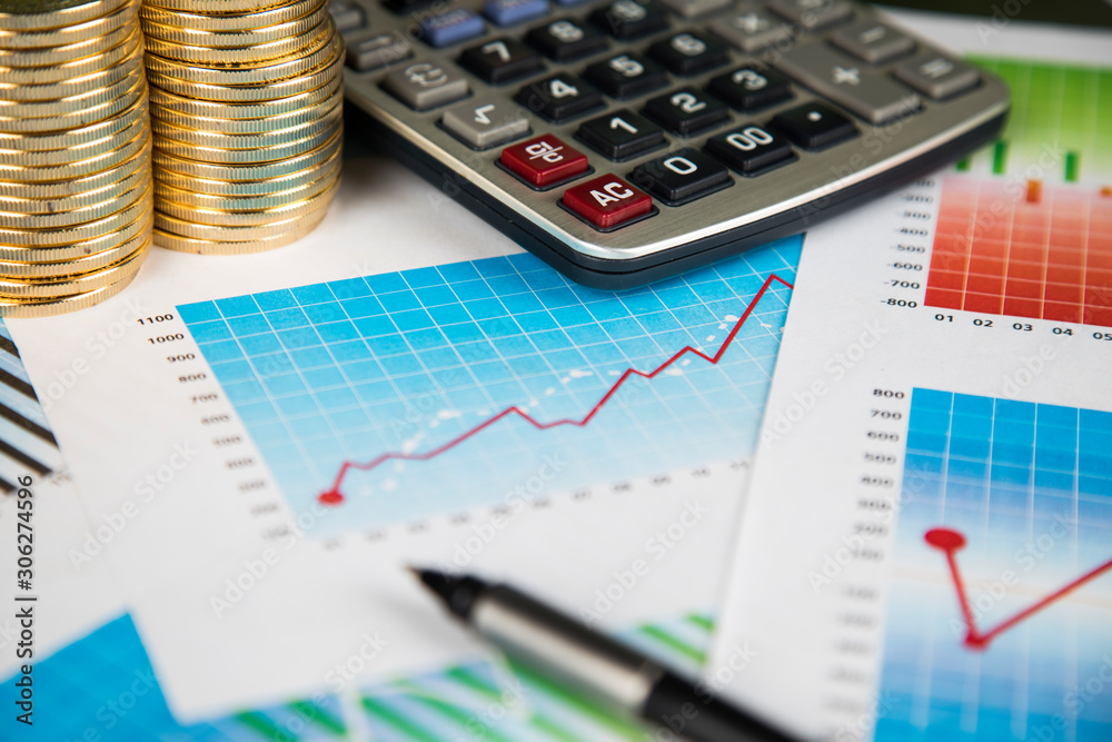 Finance graph on chart background Finance graph on chart background