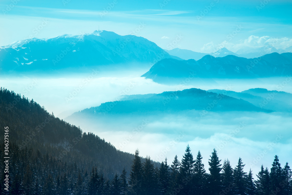 Landscape background, Mountains and winter