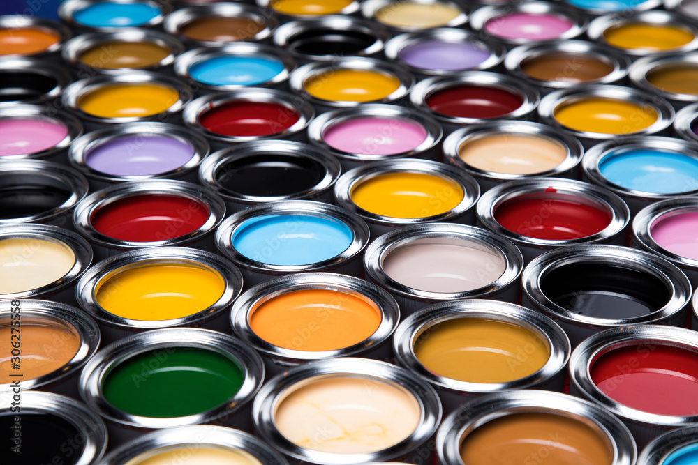 Open cans of paint, Creativity concept Open cans of paint, Creativity concept
