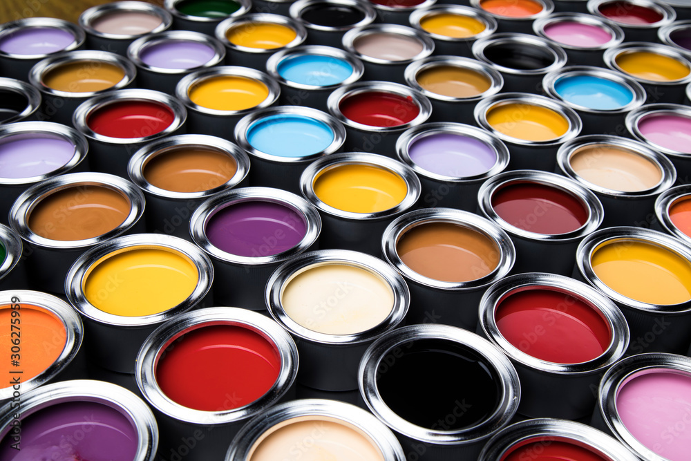 Open cans of paint, Creativity concept Open cans of paint, Creativity concept
