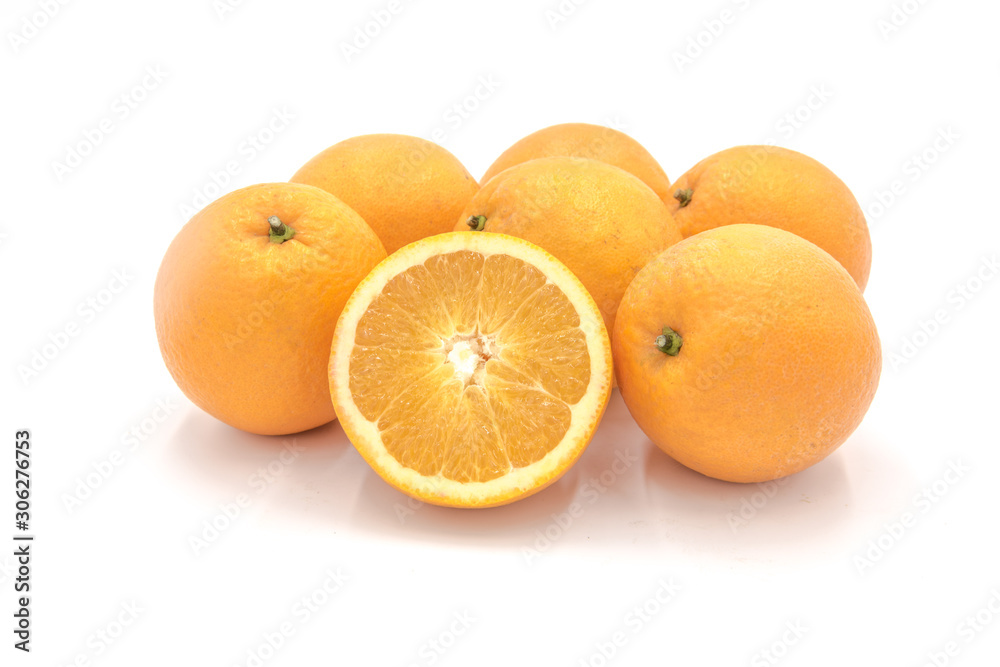 Set of fresh oranges isolated on white background Set of fresh oranges isolated on white background