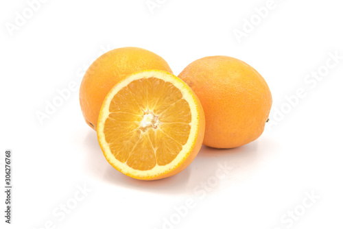 Set of fresh oranges isolated on white background