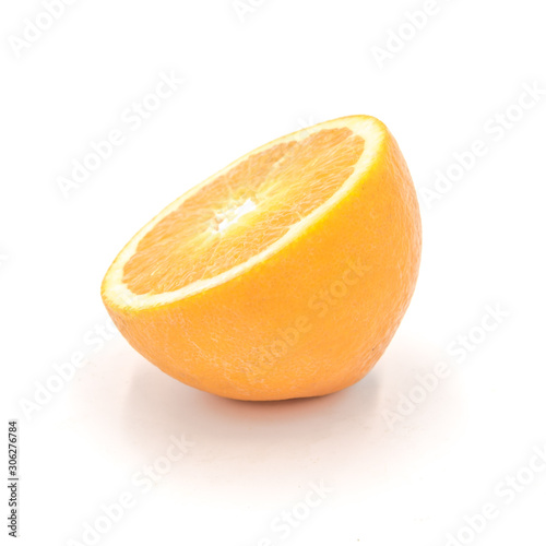 Cut fresh oranges isolated on white background