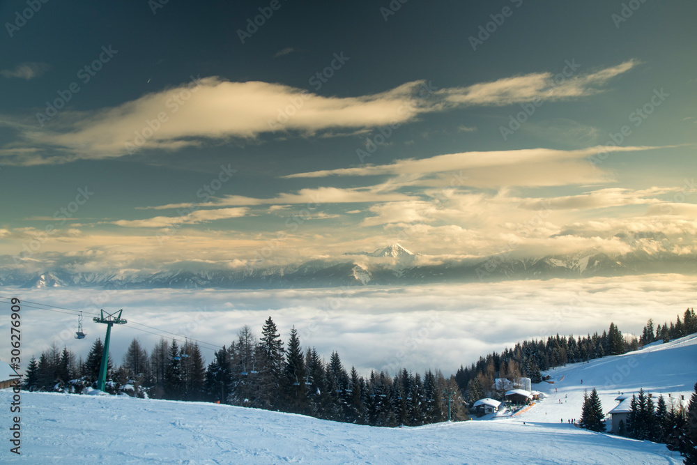 Beautiful winter nature landscape, amazing mountain view Beautiful winter nature landscape, amazing mountain view