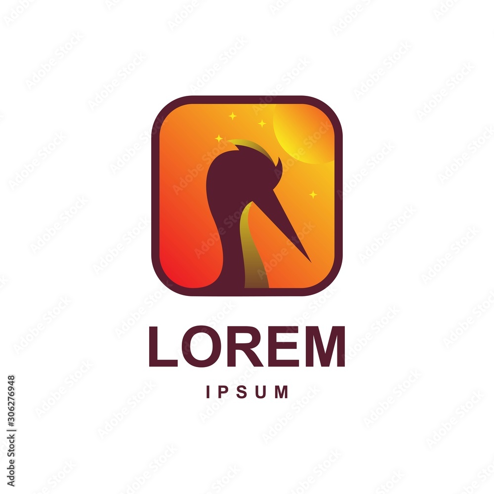 stork with square logo design stork with square logo design