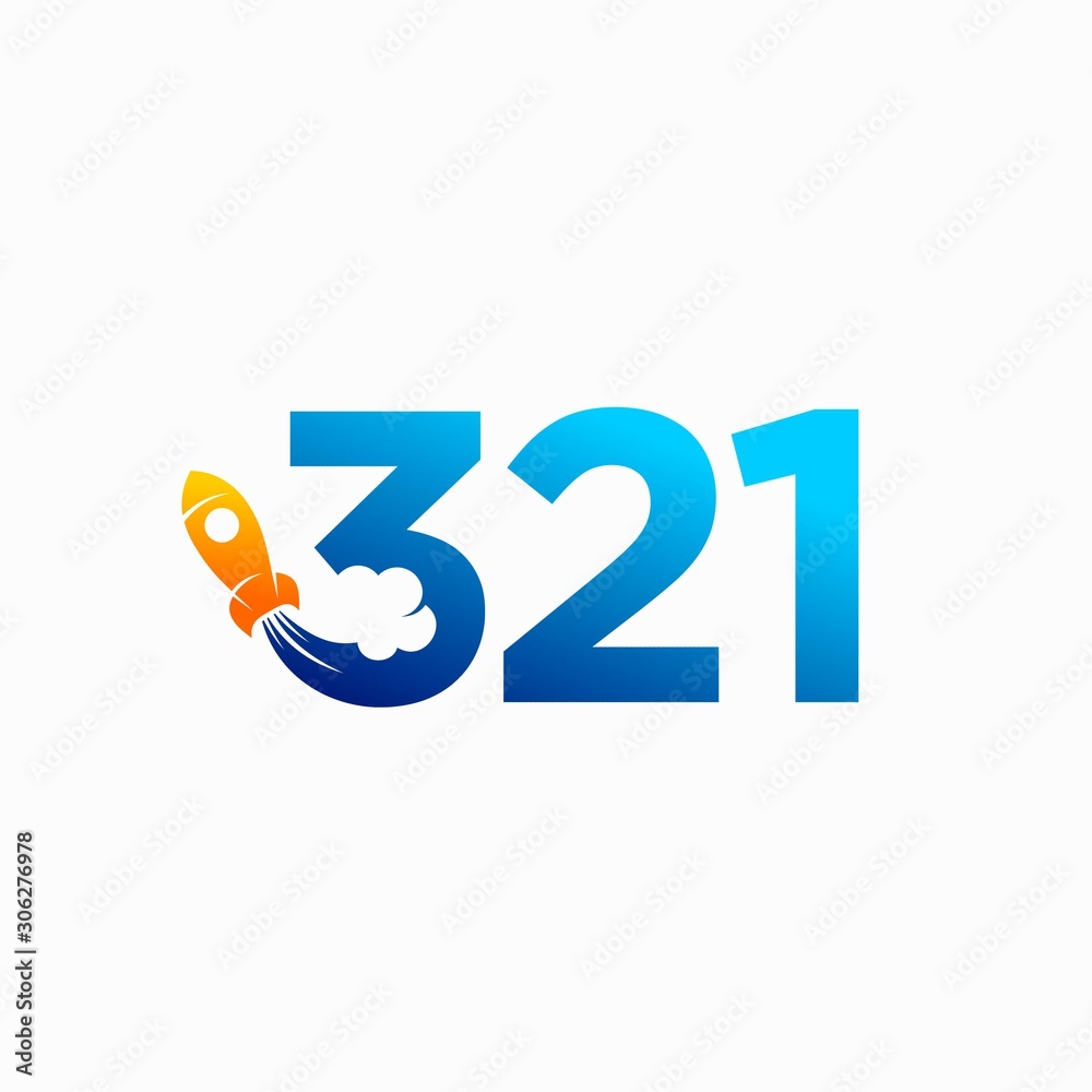 Rocket logo accompanied silhouette of numbers Rocket logo accompanied silhouette of numbers