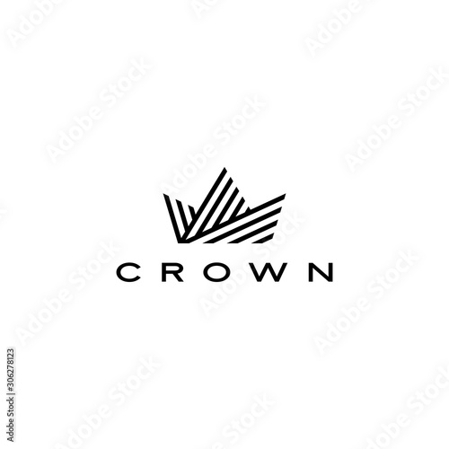 crown logo vector icon illustration line stripes style