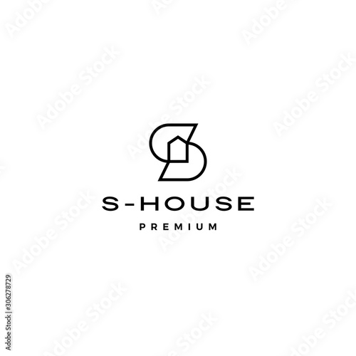 s letter house logo vector icon illustration