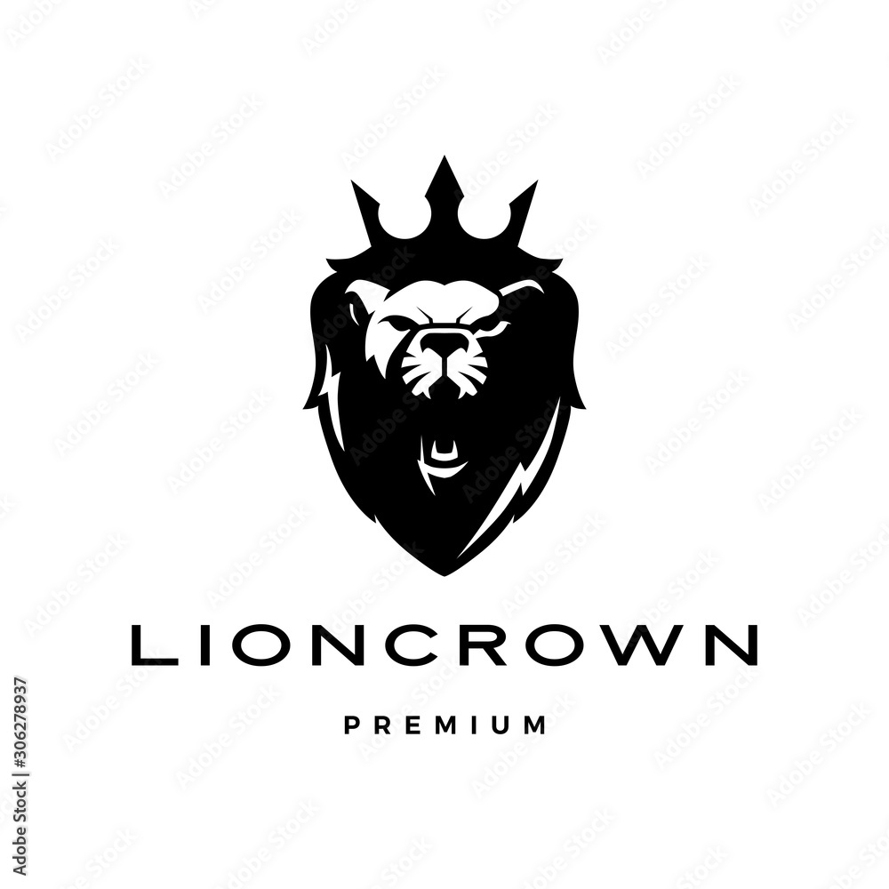 lion king crown head logo template vector icon lion king crown head logo template vector icon