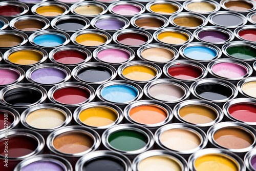 Fototapeta Naklejka Na Ścianę i Meble -  Paint cans palette, Creativity concept