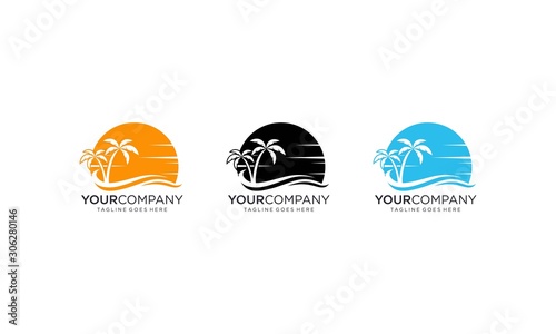 Beach logo design concept on white background	