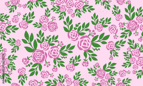 Seamless floral pattern with purple rose flower background.