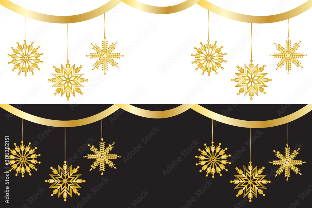 Merry christmas new year social media banner gold