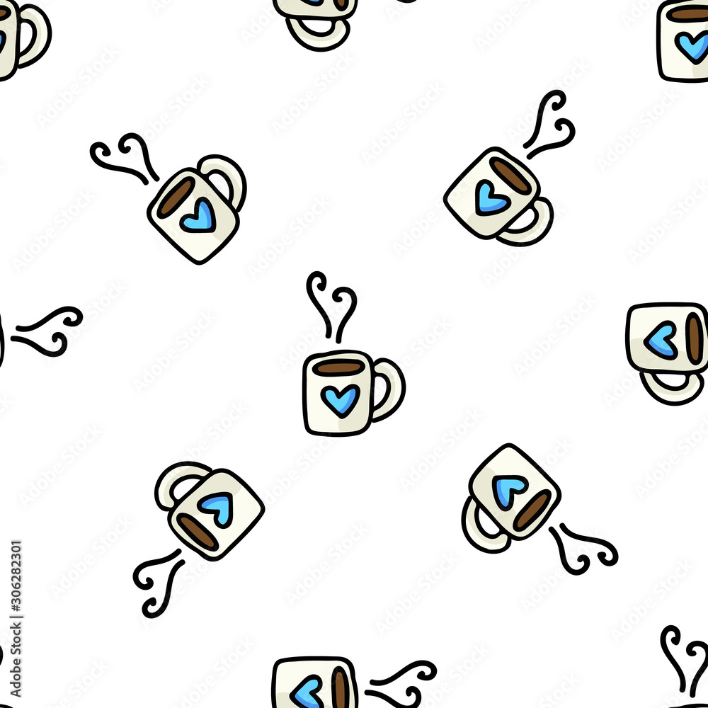 Cute Coffee Mug Cartoon Vector Illustration. Hand Drawn Hot Drink Element  Clip Art For Kitchen Concept. Breakfast Graphic, Drink And Crockery Web  Button Doodle Motif. Royalty Free SVG, Cliparts, Vectors, and Stock