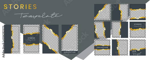 Editable social media templates. Instagram story collections and post frame. Collage. layout designs. Mockup. for marketing promotions. covers. banners. backgrounds. square puzzles. vector elements