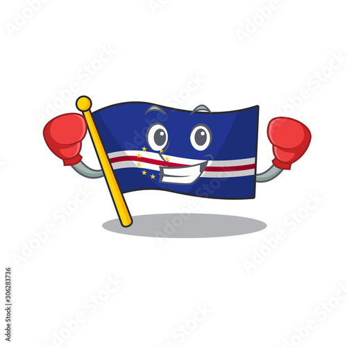 Funny Boxing flag cape verde cartoon character style