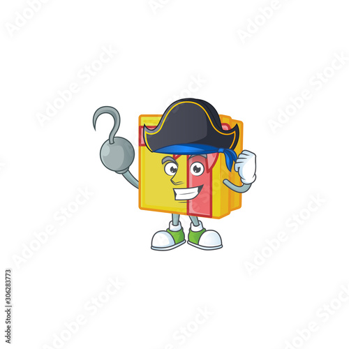 one hand Pirate yellow gift box cartoon style