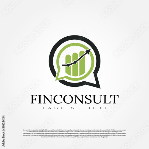 Business consulting logo with growth concept. financial consult icon. chart and arrow concept. illustration element -vector