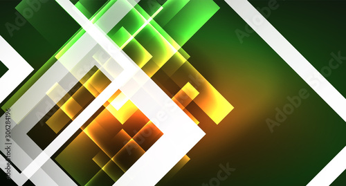 Neon geometric abstract background in hipster style on light background. Space retro design. Color geometric pattern. Square shape abstract background.
