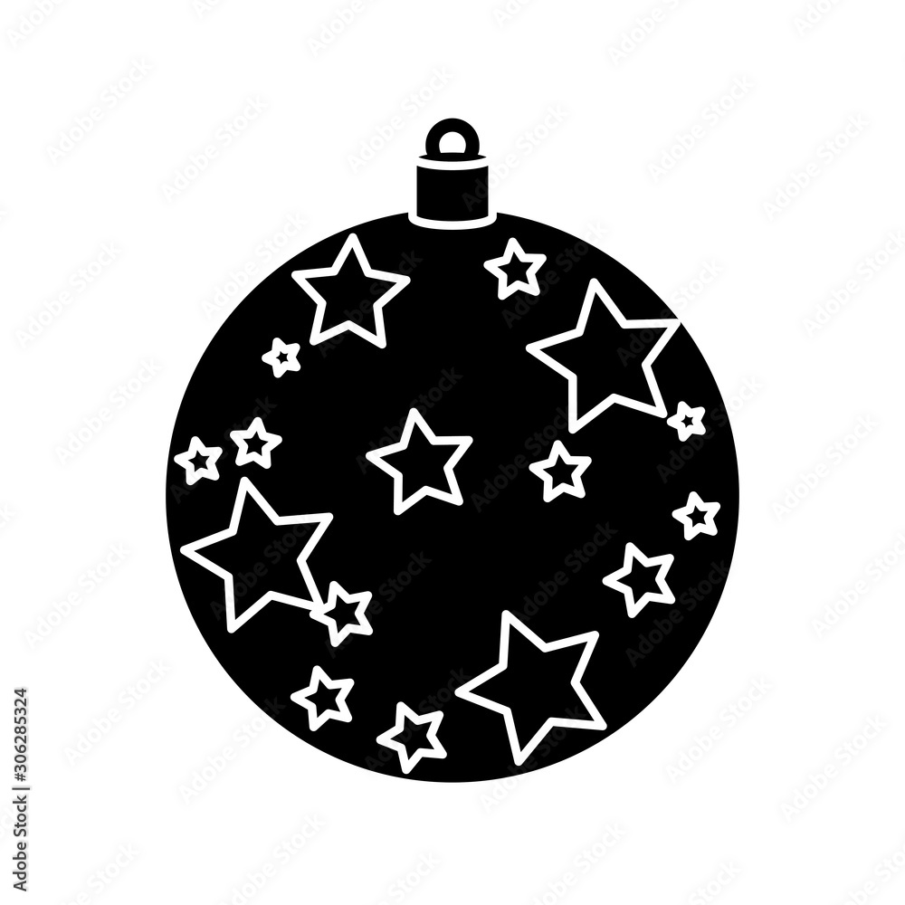 Fototapeta premium silhouette of ball christmas with stars decoration isolated icon vector illustration design