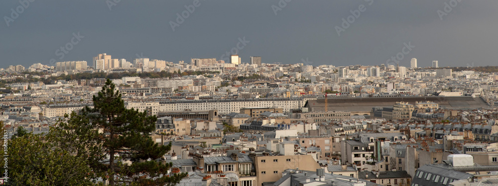 Panorama of Paris observed from Montmartre