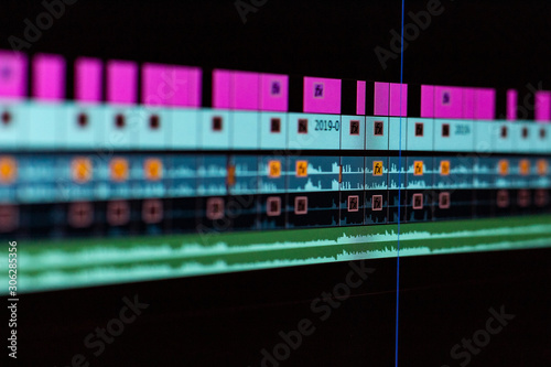 video editing timeline close up