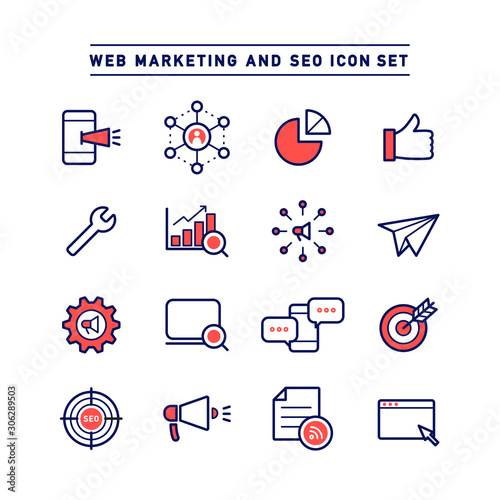 WEB MARKETING AND SEO ICON SET