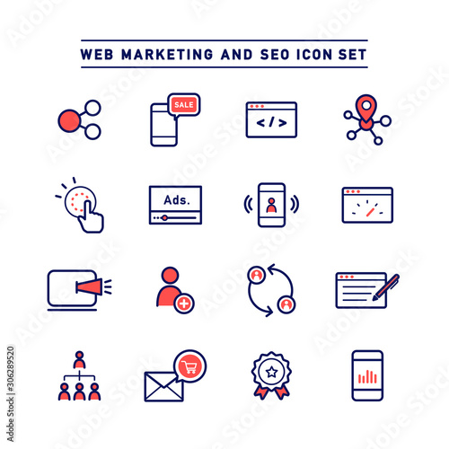 WEB MARKETING AND SEO ICON SET
