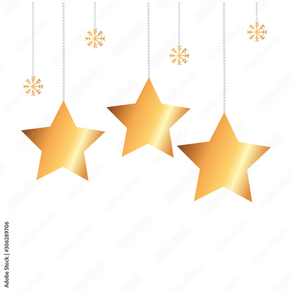 Obraz premium stars with snowflakes hanging decoration christmas vector illustration design