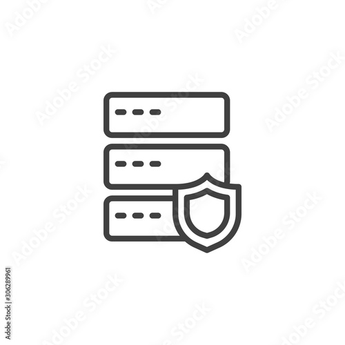 Web hosting protection line icon. linear style sign for mobile concept and web design. Database server security shield outline vector icon. Symbol, logo illustration. Vector graphics