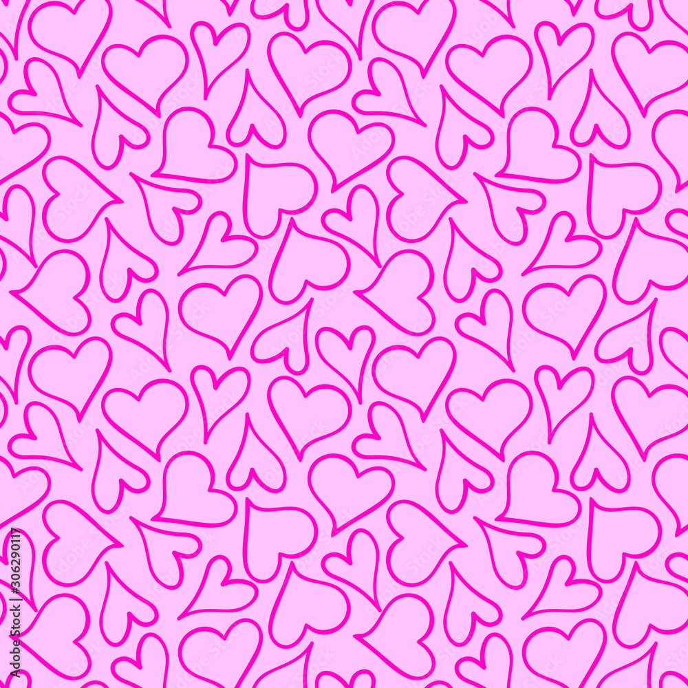 Seamless vector pattern with contours of the heart. Background for packaging, decoration, design for Valentine's day, wedding, holiday Seamless vector pattern with contours of the heart. Background for packaging, decoration, design for Valentine's day, wedding, holiday