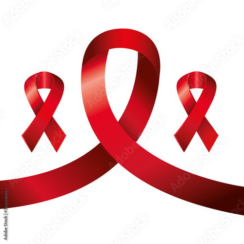 set of aids day awareness ribbons isolated icon vector illustration design