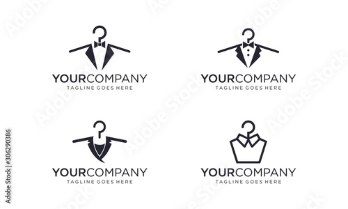 Creative fashion hanger logo design concept on white background