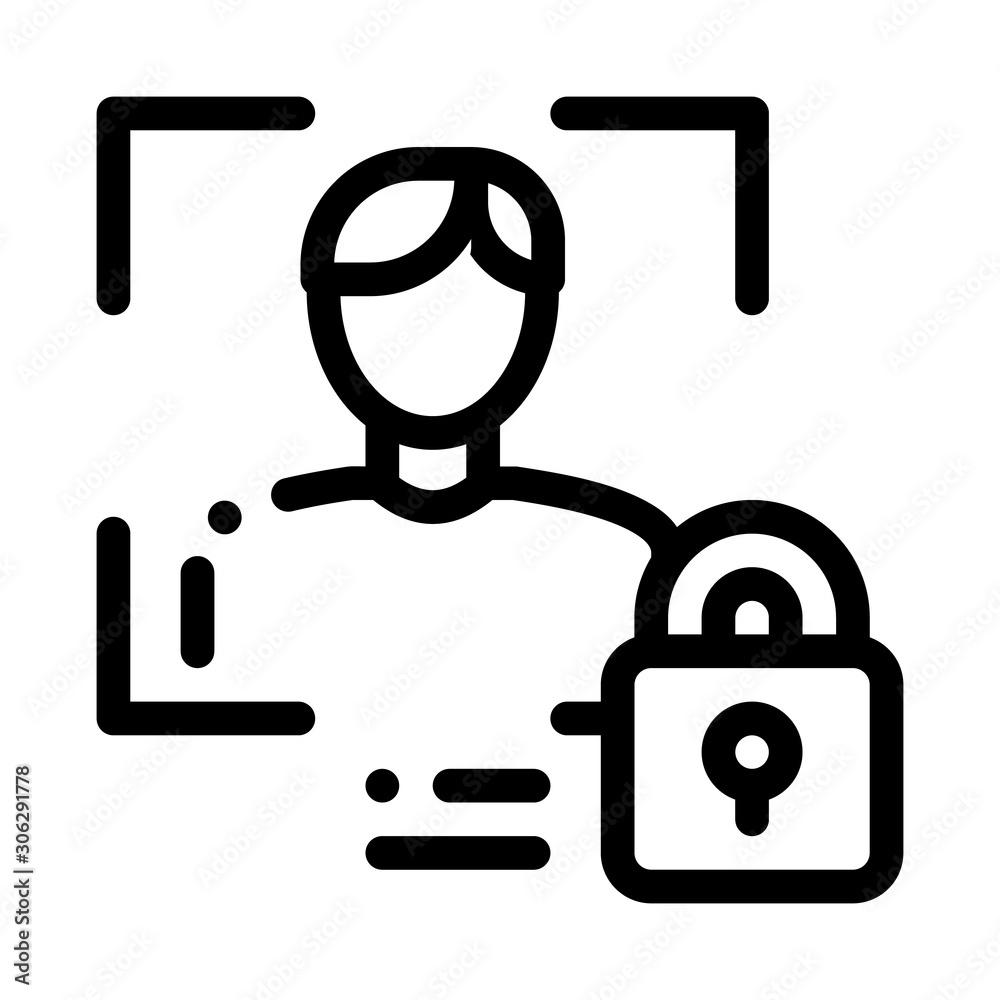 Human Lock Security Icon Vector. Outline Human Lock Security Sign. Isolated Contour Symbol Illustration Human Lock Security Icon Vector. Outline Human Lock Security Sign. Isolated Contour Symbol Illustration