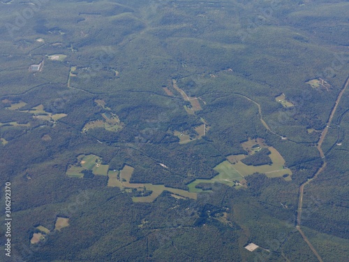 Aerial view of farms and forests in the east coast areas of the US. © raksyBH