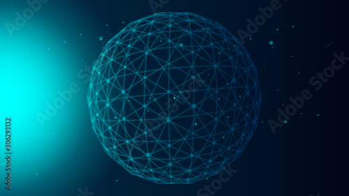 Stars in the universe  polygonal sphere constructed by dots and lines  creative background of science and technology concepts.