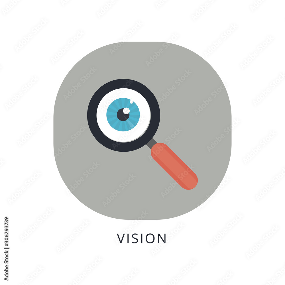 Vision icon concept with magnifying glass Vision icon concept with magnifying glass