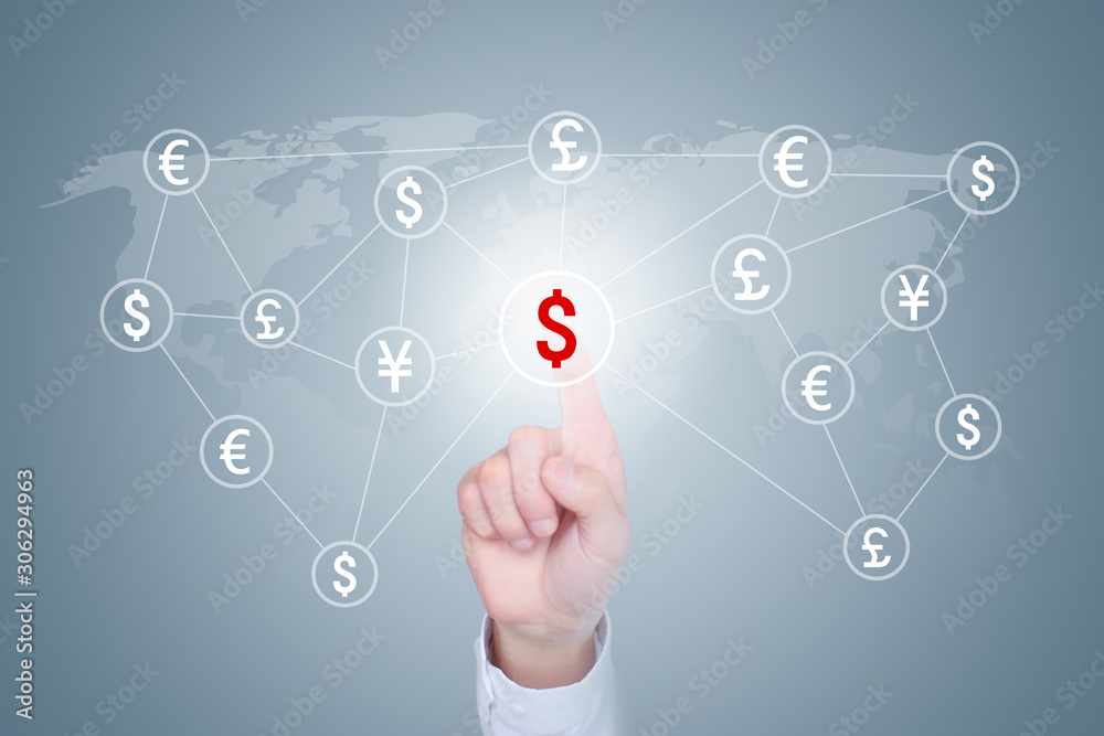 Hand select creative images of dollar signs, currency, economy and investment concepts on the screen Hand select creative images of dollar signs, currency, economy and investment concepts on the screen