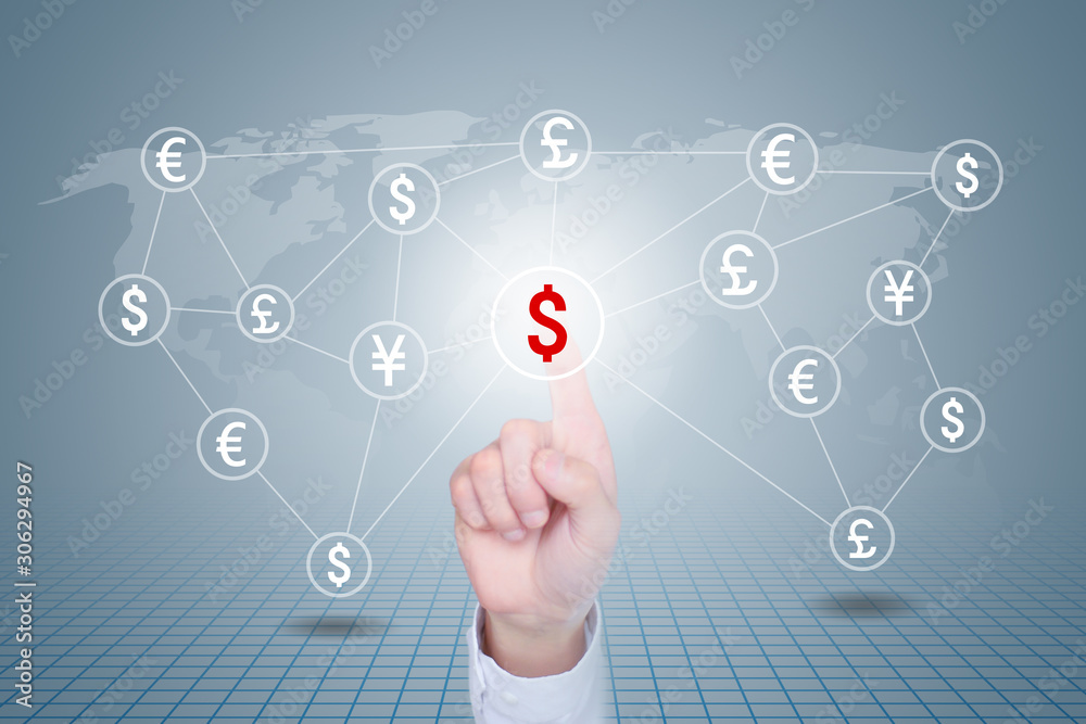Hand select creative images of dollar signs, currency, economy and investment concepts on the screen Hand select creative images of dollar signs, currency, economy and investment concepts on the screen