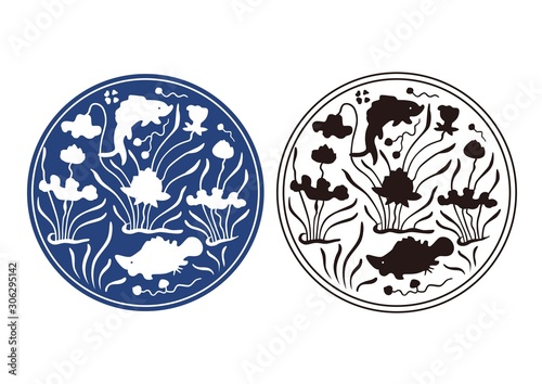 Tableau sur toile The Ming Dynasty white flower fish lotus pattern